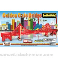 Puzzled Golden Gate Bridge 3D Woodcraft Construction Puzzle Kit Famous Scenic San Francisco Architecture Model 37 Piece Pre Colored Wooden Puzzles Building Set Famous Site Themed Toy & Games B01J4RHL1U